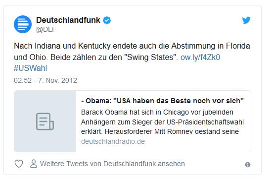 Screenshot: Tweet von @dlf zur US-Wahl