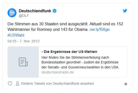 Screenshot: Tweet von @dlf zur US-Wahl