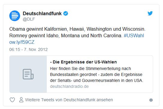 Screenshot: Tweet von @dlf zur US-Wahl