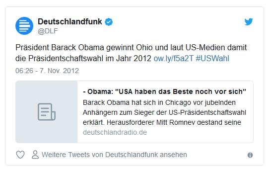 Screenshot: Tweet von @dlf zur US-Wahl