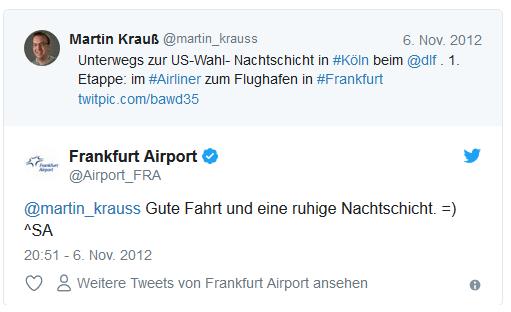 Screenshot: Tweet von Martin Krauß zur Nachtschicht beim DLF auf Twitter