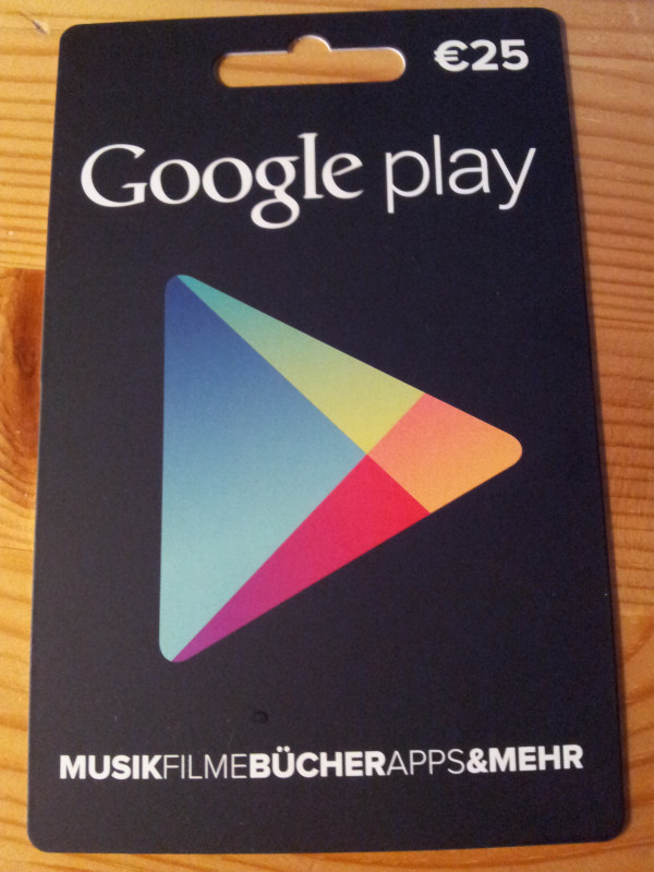 Eine "Google play"-Guthabenkarte im Juli 2013